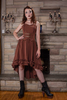 4 x Brand New SCARLET DARKNESS Medieval Dress for Women - High Low Hem with Ruffles - A-Line Dress, Rust, XL - RRP €146.48