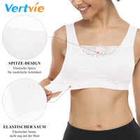 1 x RAW Customer Returns Vertvie Womens Stretch Wireless Push up Yoga Sports Bra Top Set for Fitness Training Padding 3 Pack EU L Tag XL, 3 White  - RRP €28.22