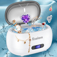 1 x RAW Customer Returns Ultrasonic Cleaning Device Esolom 650ml Ultrasonic Cleaner Ultrasonic Device Made of Stainless Steel 45KHz, 5 Digital Timers, Degas Mode for Glasses Watches Jewelry Rings Necklaces Razors Dentures - RRP €43.36