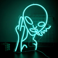 1 x RAW Customer Returns SIGNSHIP Blue Alien Neon Sign Led Alien Neon Light is for Wall Decoration, USB New Water Furan Alien Neon Light is for Family, Children s Room, Bar - RRP €39.98