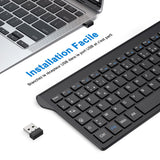 1 x RAW Customer Returns cimetech Wireless Keyboard, French AZERTY Keyboard with Nano Receiver USB 2.4GHz, Ergonomic, Compatible with Windows MacOS, Windows PC Laptop - Black - RRP €20.4