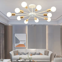 1 x RAW Customer Returns Riohan Sputnik White Chandelier, 10 Light Modern Industrial Ceiling Lights for Living Room Chandelier, LED Ceiling Pendant Lights for Farmhouse Bedroom Living Room Kitchen - RRP €55.07