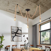 1 x RAW Customer Returns MAXDUYU DIY Retro Hemp Rope Industrial Chandelier, Vintage Industrial Ceiling Light with E27 Lamp Holders, Creative Chandelier for Living Room, Restaurant Hall, Bar, Cafe 3 Heads  - RRP €35.99