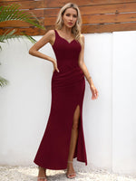 1 x RAW Customer Returns Missufe Summer Dress Cocktail Dress Festive Party Dress Maxi Dress Women s Evening Dress Bodycon Dresses Burgundy Red, Medium  - RRP €42.28