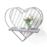 1 x RAW Customer Returns Afuly Wall Shelf Metal Grey Wooden Floating Shelves Heart Rustic Wall Decoration Bedroom Bathroom Family Gift 28X30 cm - RRP €25.56