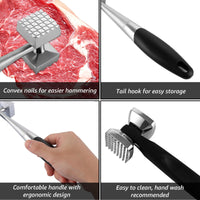 2 x Brand New FWEEK 2 pieces meat tenderizer made of 304 stainless steel, 22 cm double-sided non-stick schnitzel tenderizer, meat hammer with non-slip handle for steak, chicken, pork, ribs - RRP €40.8