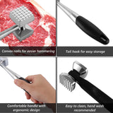 2 x Brand New FWEEK 2 pieces meat tenderizer made of 304 stainless steel, 22 cm double-sided non-stick schnitzel tenderizer, meat hammer with non-slip handle for steak, chicken, pork, ribs - RRP €40.8