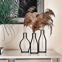 1 x RAW Customer Returns Generisch MB Living metal glass vase set of 3, vase for pampas grass, metal frame, black, table decoration, glass vase, modern vintage flower vase, decoration for living room, bedroom or kitchen - RRP €35.2