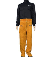 1 x RAW Customer Returns ELCAN Professional flame retardant welding trousers made of black leather, workwear for electrode welding, TIG, MIG, MAG, barbecues, gardening, fireplaces, stoves... size M  - RRP €74.95