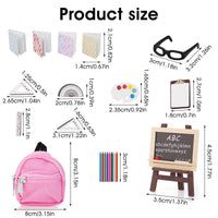 1 x RAW Customer Returns Cobee 22 PCS Miniature Doll School Supplies, 1 12 Dollhouse Mini School Set Doll Miniature Book Backpack Blackboard Clipboard Rulers Chalk Playset Dollhouse School Accessories, Dollhouse Decoration, Polyester - RRP €8.56