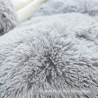 1 x RAW Customer Returns Sacebeleu Winter Bed Linen 135 x 200 cm 4-Piece Gray Light Gray Plush Long Hair Fluffy Flannel Beaver Duvet Cover Warm 2 Duvet Covers and 2 Pillowcases 80 x 80 cm with Zip - RRP €80.66