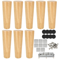 1 x RAW Customer Returns JMIATRY 8 pieces 8 cm furniture legs made of oak wood, wooden feet for furniture, cabinet feet made of conical wood, sofa feet made of wood for sofa, chair, bed, table - RRP €22.18