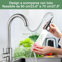 1 x RAW Customer Returns Faburo kitchen sink faucet, kitchen faucet with pull-out hand shower, kitchen faucet spout with 360 rotating spout, 3 modes faucets for kitchen sink water saving - RRP €53.84