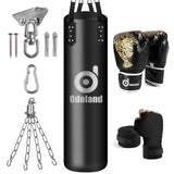 1 x RAW Customer Returns Odoland punching bag set UNFILLED 6 IN 1 with punching bags 4FT adults 12OZ boxing gloves and ceiling hook for punching bag chain for sandbag boxing martial arts kickboxing Muay Thai MMA training - RRP €70.81