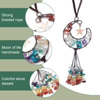 1 x Brand New CRASPIRE Pack of 2 Hanging Car Ornaments, Crystal, Moon and Star Crystal with 7 Chakra Stones, Hippie Boho Pendant Yoga Meditation Car Decoration Christmas Decoration Ornaments - RRP €20.4