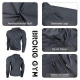 1 x RAW Customer Returns BROKIG Men s Lightweight Sweatshirt Waterproof Hoodie Breathable Zip Up Dark Gray M - RRP €24.0