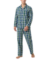 1 x RAW Customer Returns LAPASA Men s Pajama Set 100 Scottish Cotton, T-shirt and Sleeping Pants, Home Pajama Set M103 M Green and Blue - RRP €34.99