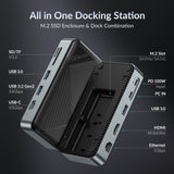 1 x RAW Customer Returns GiGimundo 10 in 1 USB C Docking Station with M.2 SSD Enclosure, USB C Hub PD100W Powered, USB C 10Gbps, HDMI 4K 60Hz, USB 3.2 Gen2-A, 2 USB3.0, 1000M Ethernet, SD TF3.0, Dock for Windows Mac OS - RRP €79.99