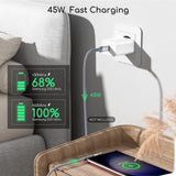 1 x RAW Customer Returns 45W USB Charger, USB C Power Adapter Fast Charger USB C Charger with 10FT USB C Cable, for Samsung Galaxy S23 S22 S21 Note 20 10 S21 S10, Galaxy Tab S8 S7, MacBook, iPad Pro etc, PPS Charger white  - RRP €24.19