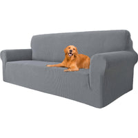 1 x RAW Customer Returns YSTELLAA Stretch Sofa Cover 3 Seater, Super Elastic Sofa Cover With Armrests Washable, Scratch-Resistant Non-Slip Sofa Cover for Dogs Cats and Pets Light Gray, Sofa Width 183cm-234cm  - RRP €35.78