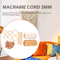 1 x Brand New Wisboey DIY Macrame 218 Yards 3Mm Natural Macrame Rope Cotton Cord, DIY Plant Hanger - RRP €19.2