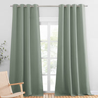 1 x RAW Customer Returns PONY DANCE Curtains Living Room Modern Opaque Curtains Sage Green Eyelet Curtain Set of 2 Blackout Curtains Thermal Curtain Over Curtains with Eyelets, H245 x W 140 cm - RRP €44.32