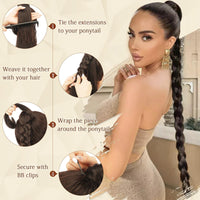 1 x RAW Customer Returns Sofeiyan Braid Extensions Ponytail Extension with Hair Tie 66cm Long Braided Ponytail Extension Black Brown Natural Hair Extension Synthetic Braid Hairpiece for Women - RRP €17.14