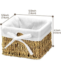 1 x RAW Customer Returns EZOWare Set of 6 Hand-Woven Natural Seagrass Multi-Purpose Storage Baskets with Linen Lining for Kids Room, 14 x 14 x 10 cm - RRP €31.38