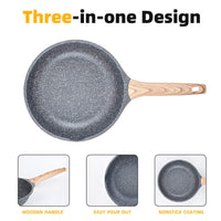 1 x RAW Customer Returns ZUOFENG Non-Stick Frying Pan Coated 24cm, Granite Pans Nonstick Frying Pan, Coated Pan for Gas Stove Induction - RRP €25.88