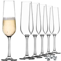 1 x RAW Customer Returns KADAX champagne glasses, set of 6, 200ml, champagne flutes for home, party, wedding, modern champagne glasses, comfortable champagne glasses with high and narrow stem, transparent - RRP €25.38