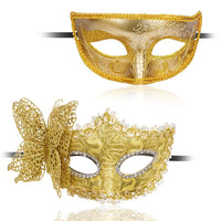 1 x RAW Customer Returns Aomig Venetian Mask, Pack of 2 Masquerade Eye Masks for Men and Women, Sexy Cat Mask Masks for Carnival Masquerade Ball Carnival Evening Dress Party Yellow  - RRP €9.37