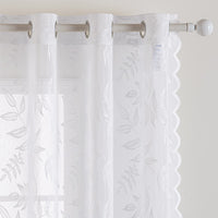 1 x RAW Customer Returns MIULEE Set of 2 Curtains Transparent Curtains with Leaves Lace Translucent Curtain Lace Window Curtain with Eyelets Decorative Curtain for Living Room Bedroom 150 x 225 cm Pure White - RRP €25.86