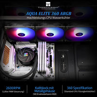 1 x RAW Customer Returns Thermalright AQUA ELITE 360 ARGB CPU Water Cooler, with 3 120mm PWM Fans, 1550RPM Speed, for AMD AM4 AM5 Intel LGA1150 1151 1200 2011 1700, Computer CPU Aio Cooler AE360 ARGB  - RRP €60.41