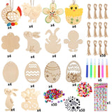 1 x Brand New JUTAWAV Pack of 269 Easter wooden Easter pendants for painting, Easter crafts for children, Easter decorations for children, with watercolor pencils, bells, rhinestones, Easter bunny, Easter eggs - RRP €20.4