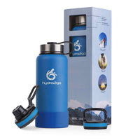 1 x RAW Customer Returns hydro2go stainless steel drinking bottle X-AlpsBottle - 1000ml 1l vacuum insulated thermos bottle 3 drinking caps Leak-proof insulated bottle double-walled outdoor sports bottle Thermos flask - RRP €32.95