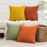 1 x RAW Customer Returns MIULEE Set of 4 50 x 50 cm Corduroy Cushion Covers Modern Cushion Covers Decorative Sofa Cushions Throw Pillows Soft Decorative Pillowcase for Living Room Sofa Bedroom Boho Decor Orange Green Series - RRP €32.99