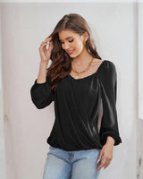 1 x RAW Customer Returns GRACE KARIN Women s Casual Blouse V-Neck Shirt Elegant Long Sleeve Tunic Tops, Color Black, Size XL - RRP €33.17