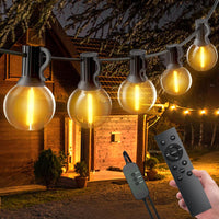 1 x RAW Customer Returns SUWIN Fairy Lights Outdoor Light Bulbs, Dimmable 30M Outdoor Fairy Lights G40 50 3 LED Bulbs Warm White, Waterproof Garden Garland Lights with Remote Control for Balcony Retro, 3 Lighting Modes - RRP €45.42