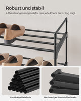 1 x RAW Customer Returns SONGMICS 4-Tier Shoe Rack, Metal Shoe Rack for 20 Pairs of Shoes, for Living Room, Entrance, Hallway and Cloakroom, 30 x 92 x 74 cm, Black LSA14BK - RRP €21.8