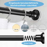 1 x RAW Customer Returns Telescopic Shower Curtain Pole Stainless Steel No Hole Telescopic Rod for Bathroom Bathtub Closet 70-195cm Matte Black  - RRP €22.8