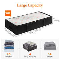 1 x RAW Customer Returns Lifewit 6 Pack 90L Underbed Storage Box, Underbed Storage Box with Lid, Foldable Clothes Storage Bag for Duvets Clothes Underbed Wardrobe, Black - RRP €35.28