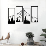 1 x RAW Customer Returns ruelen 4 Pieces Metal Mountain and Forest Wall Decorations Line Drawing Wall Art Minimalist Wall Decor Rustic Nature Home Wall Art Sculpture Office Living Room Bedroom - RRP €28.22