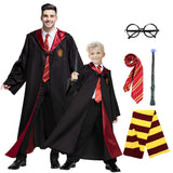 1 x RAW Customer Returns Formemory Adult Halloween Costume Cloak Magic Costume Kids Halloween Dress with Wand Cape Glasses 155cm Magical Costume  - RRP €29.0