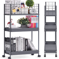 1 x RAW Customer Returns APEXCHASER kitchen trolley with 3 levels, narrow trolley niche shelf on wheels, space-saving kitchen shelf and bathroom shelf, all-purpose trolley for small confined spaces, kitchen, office bathroom,  - RRP €53.74