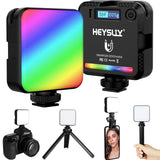 1 x RAW Customer Returns Heysliy Photo Light, LED Camera Light, RGB Full Color Mode with 2000mAh Battery, Portable Video Light with Mini Tripod, Photography Light 2500-9000K Dimmable  - RRP €29.99