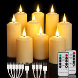 1 x RAW Customer Returns ZIYOUDOLI Rechargeable LED candles with 10-button remote control and 6 8 hour timer flickering function candle Roman pillar candle in a set of 9 5 x 10.5 14 17 cm outdoor waterproof, Type-C charging. - RRP €32.02