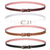 1 x RAW Customer Returns JasGood Pack of 4 Women s Slim Leather Belt PU, Extra Thin Hip Belt, Belt Multicolored Optional Stylish Waist Belt for Jeans Dress - RRP €19.66