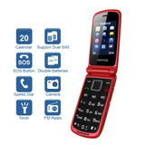 1 x RAW Customer Returns Flip phone without contract with large buttons, Ukuu senior cell phone with emergency call button and flashlight 2.4 inch display Dual SIM 900 mAh battery Long standby time mobile phone - Red - RRP €34.99