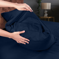 1 x RAW Customer Returns Utopia Bedding - 3-Piece Bed Sheet Set 90x190 Navy Blue, Single - Brushed Microfibre Polyester - Fitted Sheet, Flat Sheet and 1 Pillowcase 50x75 - RRP €18.68