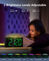 1 x RAW Customer Returns Vibration alarm clock for the deaf and deep sleepers, alarm clock with loud alarm, bed shaker, large LED display and dimmer, color changing night light, USB charger, battery backup, desk bedroom travel alarm clock - RRP €24.99